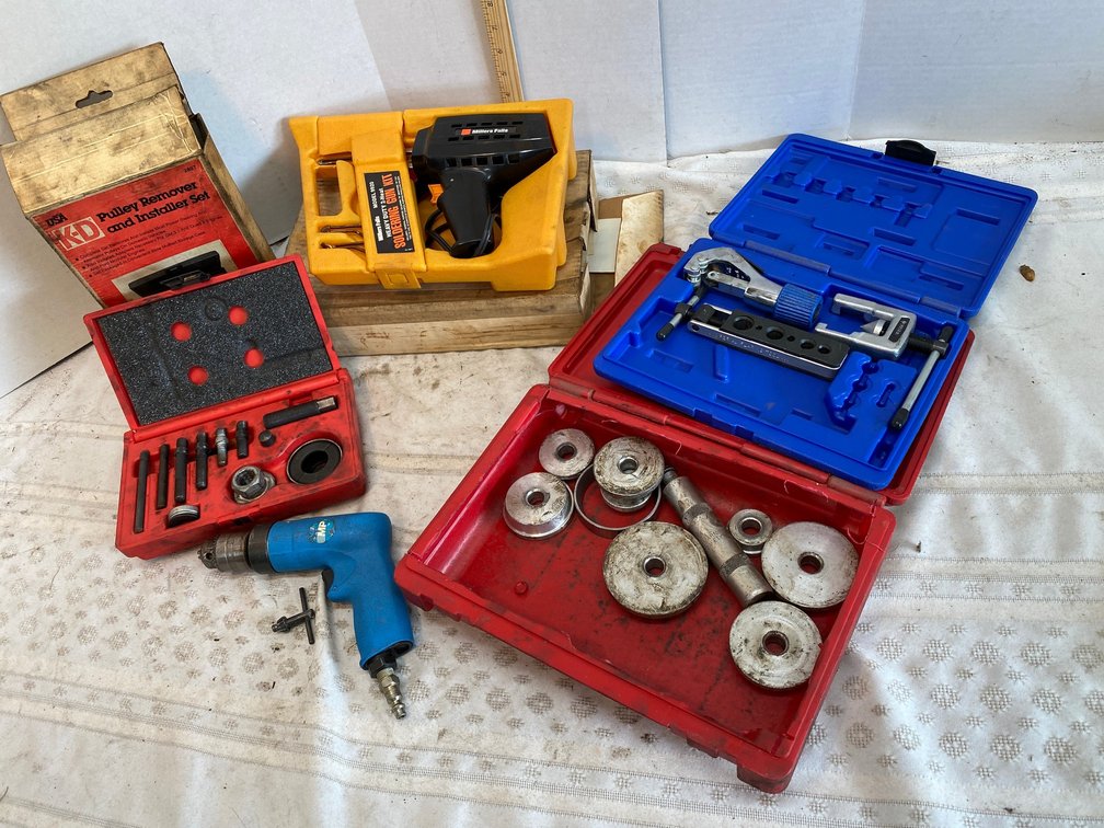 Soldering Gun Kit, Pulley Remover, Installer Set, Air Drill, Flaring tool Set with Tubing cutter