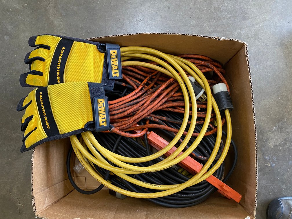 Pair of Dewalt Work gloves and Extension Cords