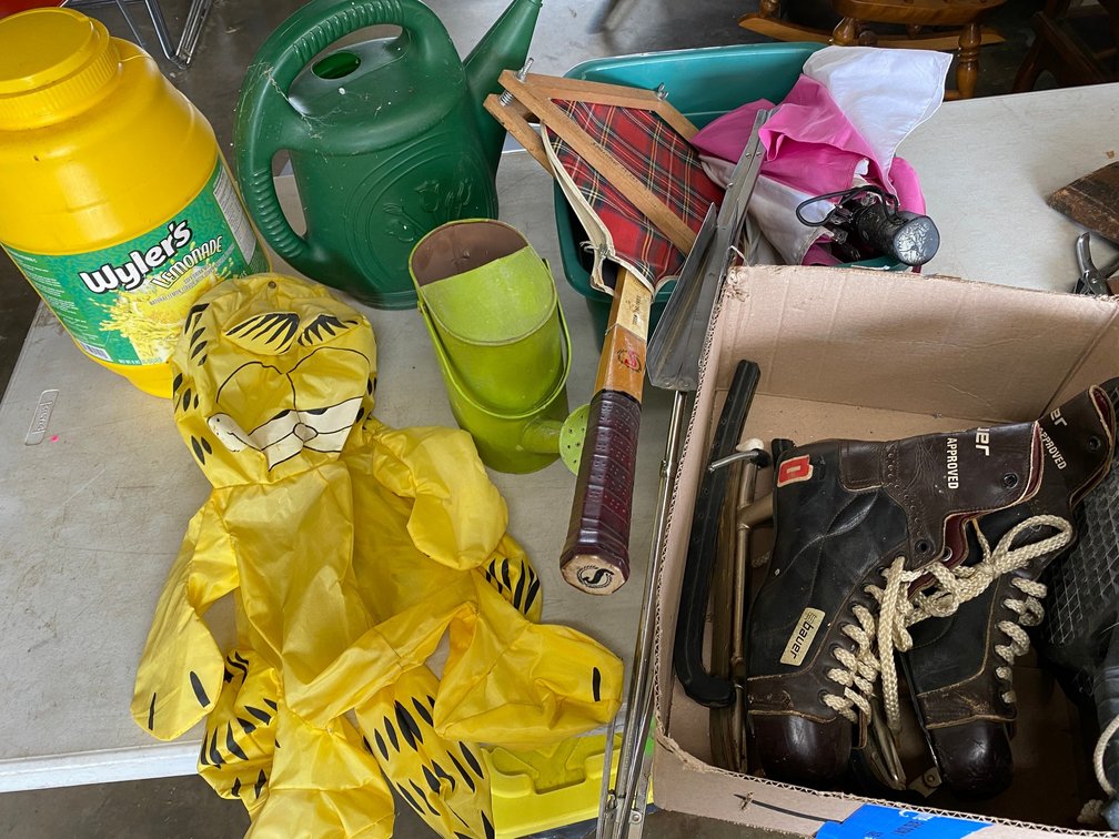 Garfield Wind Sock, Watering Can, Ice Skates, Paddle Ball Rackets