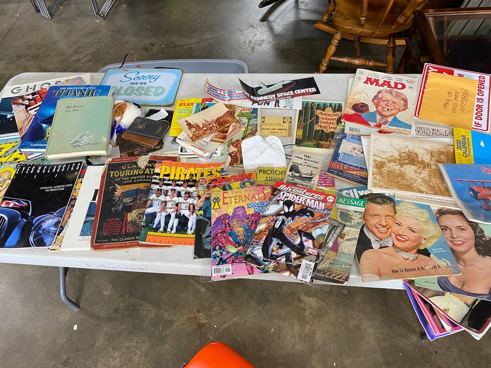 Magazines, Some Comics, Mad Magazines, Book on Titanic, Calendars