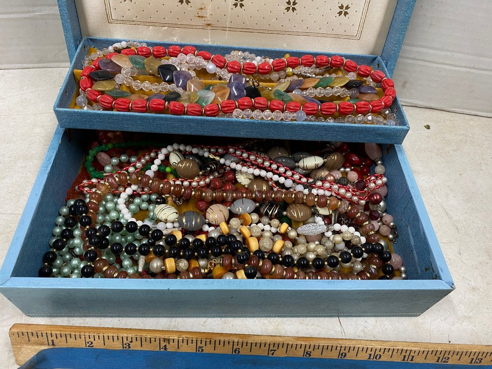 Jewelry box with Costume Jewelry Necklaces, Bracelets