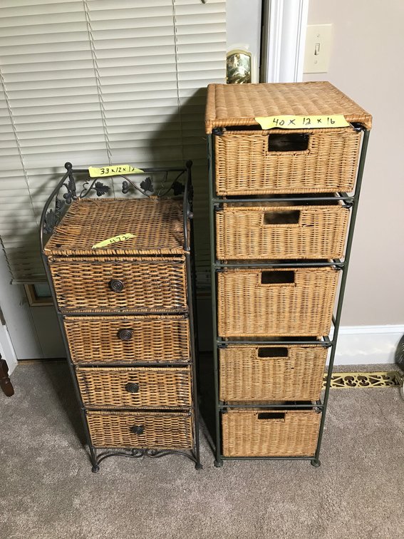 2 Small wicker dressers-one 4 drawer, one 5 drawer