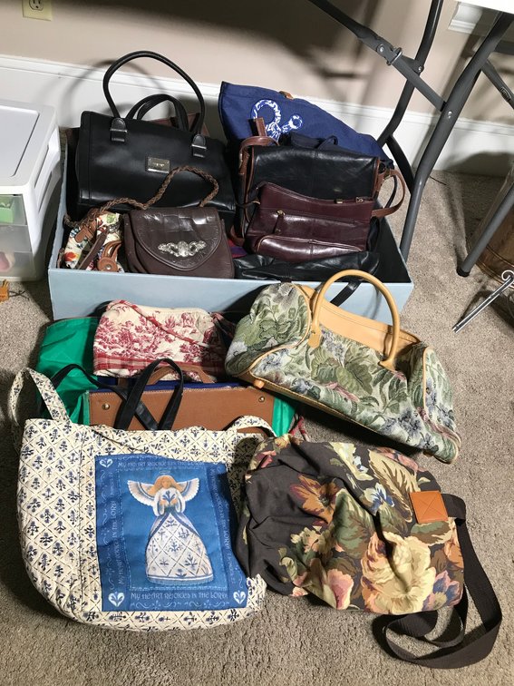 Collection of purses and handbags
