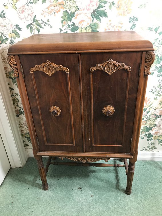2 Door wooden cabinet-approx. 25" x 13" x 39"