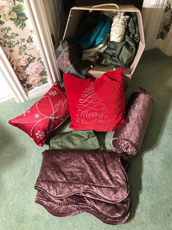 Collection of pillows and blankets