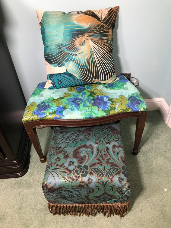 Stool, ottoman, pillow