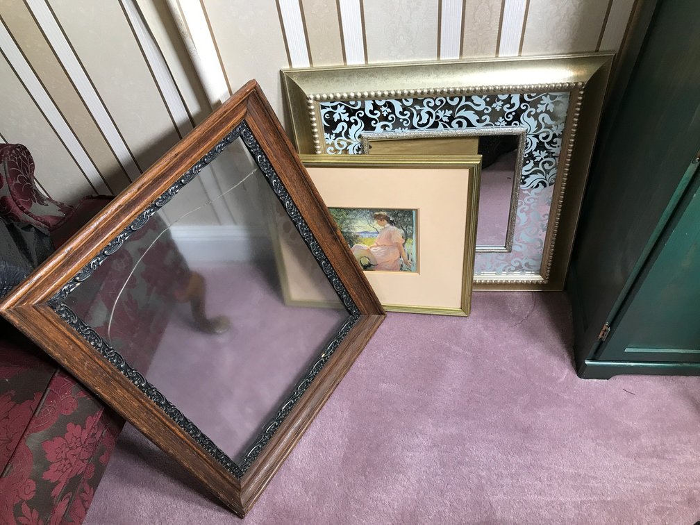 Wall hanging in vintage oak frame