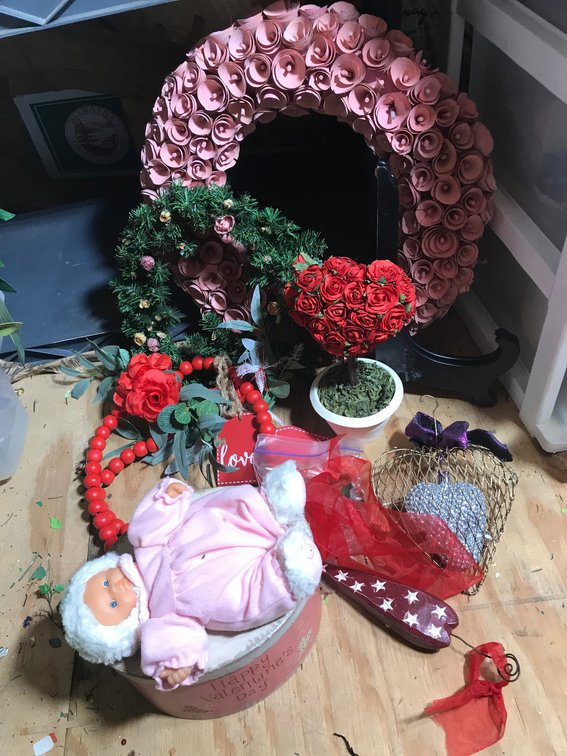Baby doll, misc. Christmas items, other holiday items