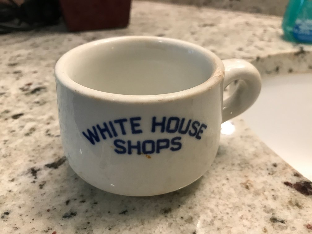 White House Shops cup by Carr China of Grafton, WV