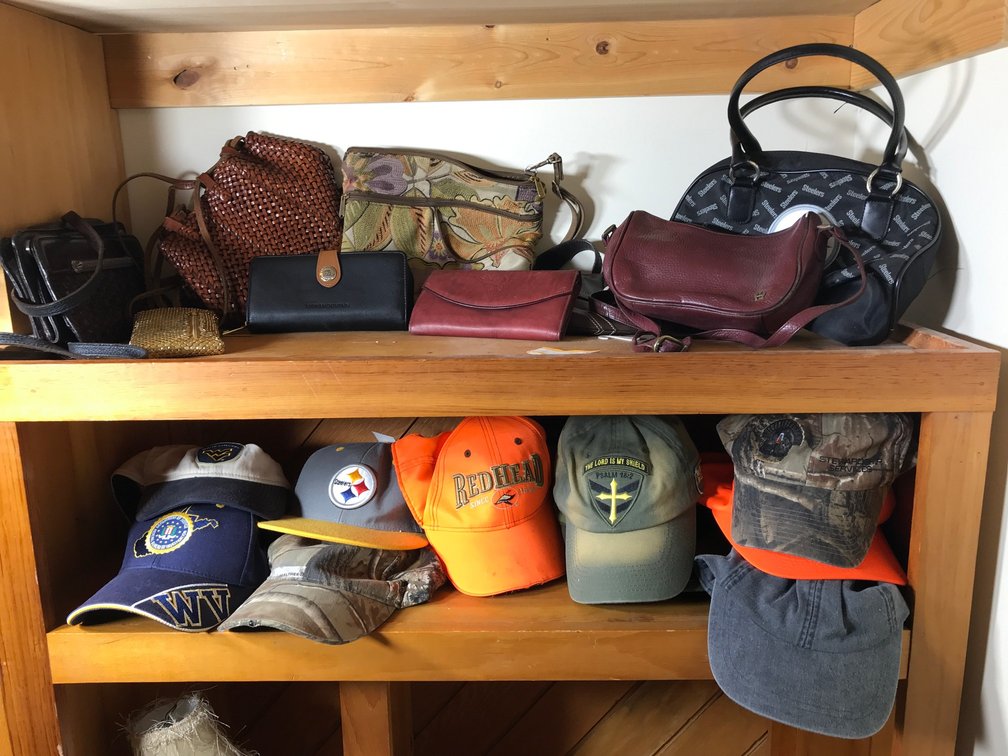 Collection of hats and purses