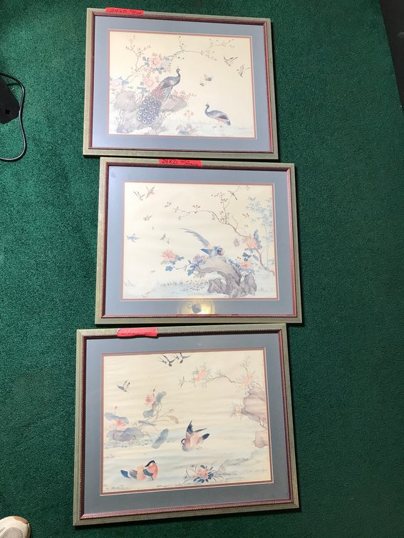 3 Oriental framed prints-each measuring 24" x 21"