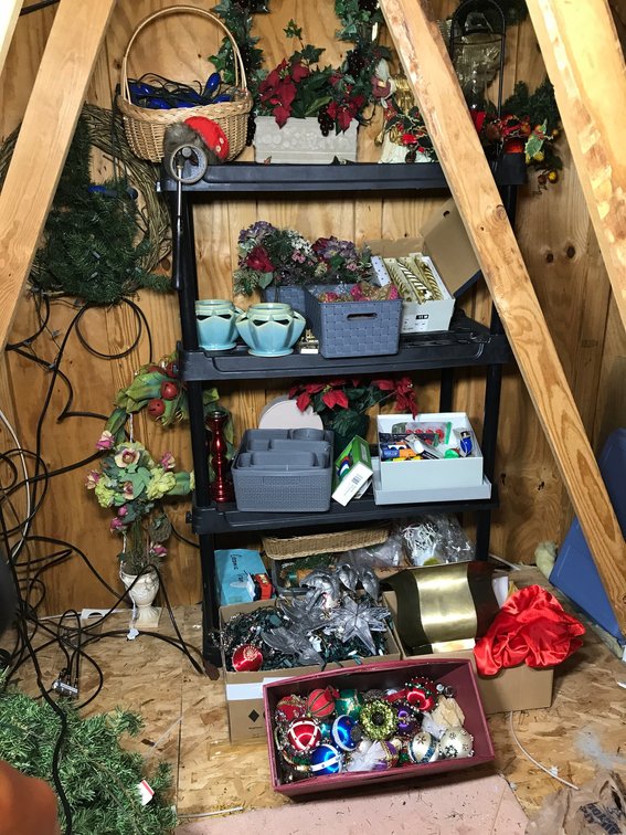 Plastic shelf with contents included
