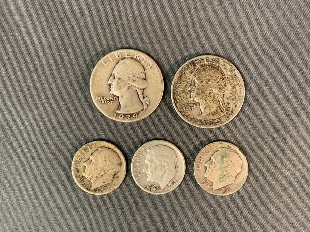 Silver Washington Quarters and Roosevelt Dimes