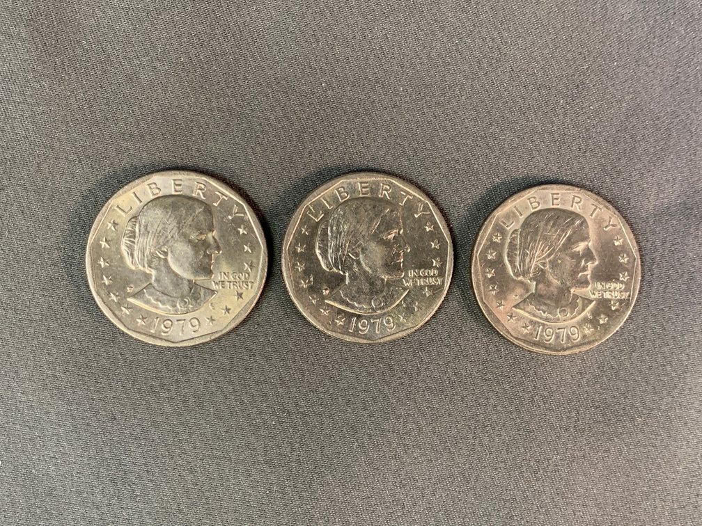 (3) 1979 Susan B Anthony Dollars