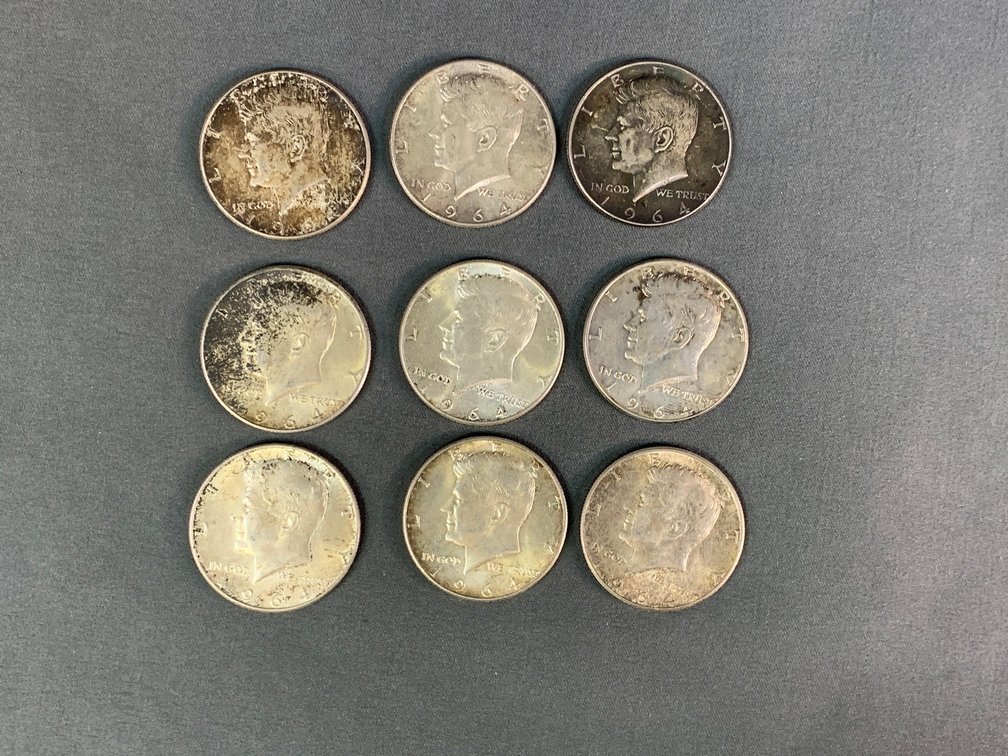 (9) Silver Kennedy Half Dollars