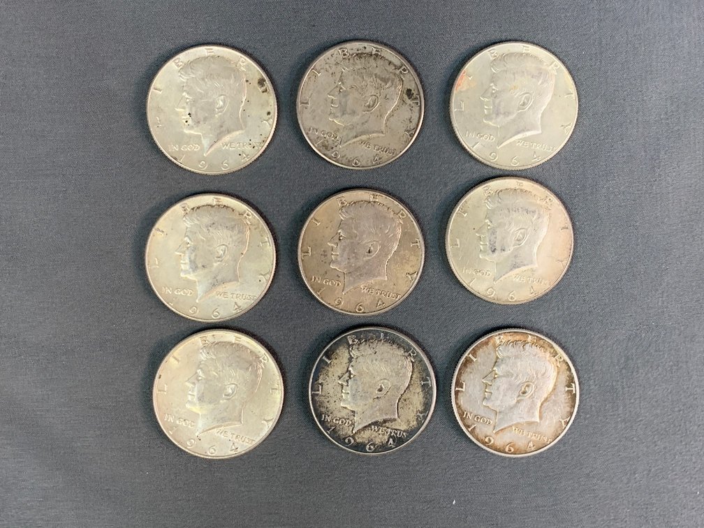 (9) Silver Kennedy Half Dollars