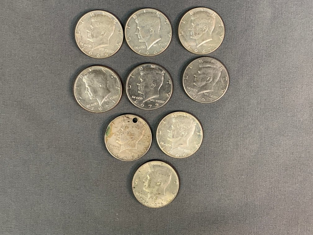 (9) Kennedy Half Dollars