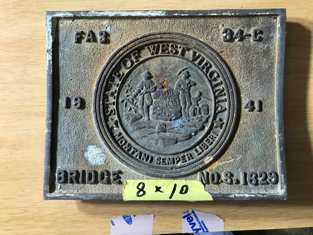 Bronze Bridge Dedication plaque-WV-dated 1941-8" x 10"