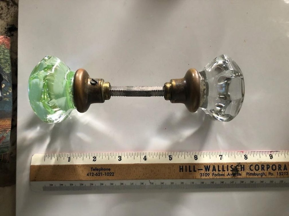 Uranium Glass Doorknob Sets - 7