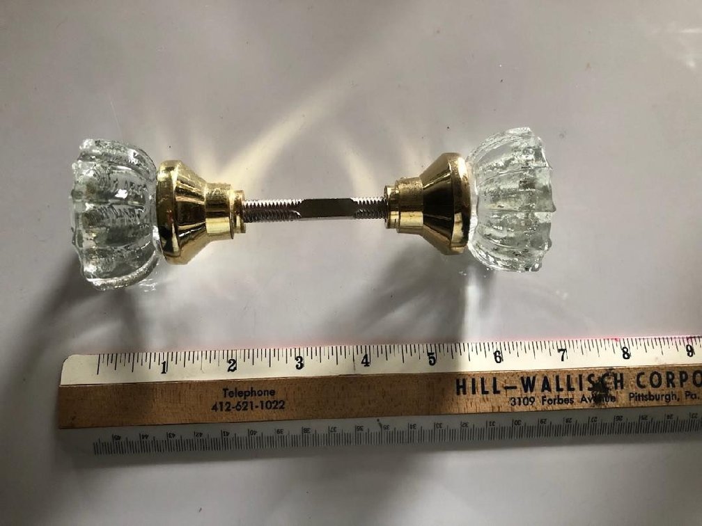 Uranium & Manganese Glass Brass Doorknob Set