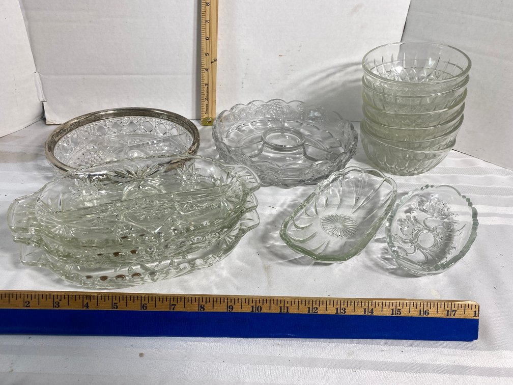 COLLECTION OF NEWER CUT GLASS SERVING DISHES