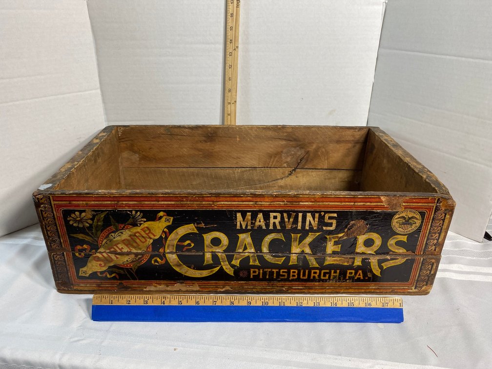 MARVIN'S CRACKERS WOOD SHIPPING CRATE