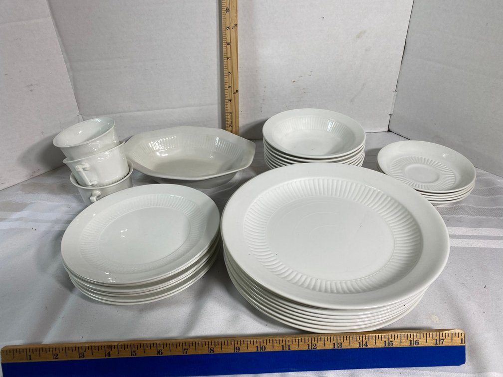 COLLECTION OF WHITE IRONSTONE DINNERWARE MARKED ADAMS