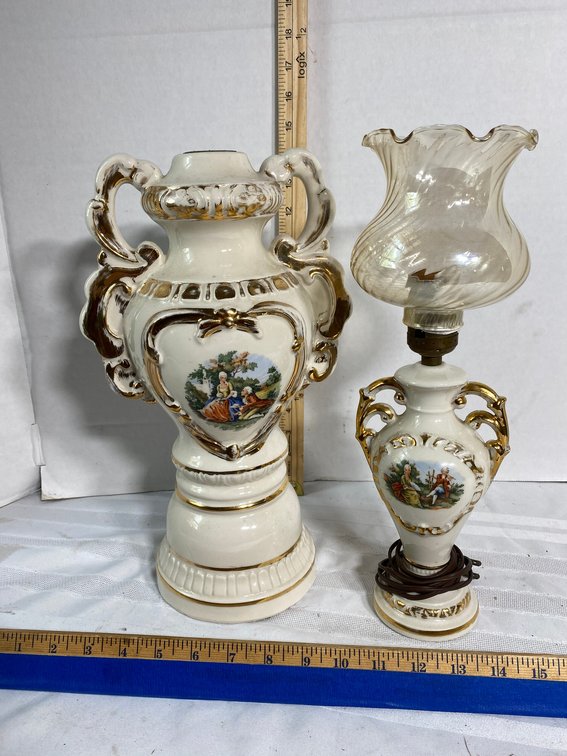 TWO CAPODIMONTE-STYLE LAMPS