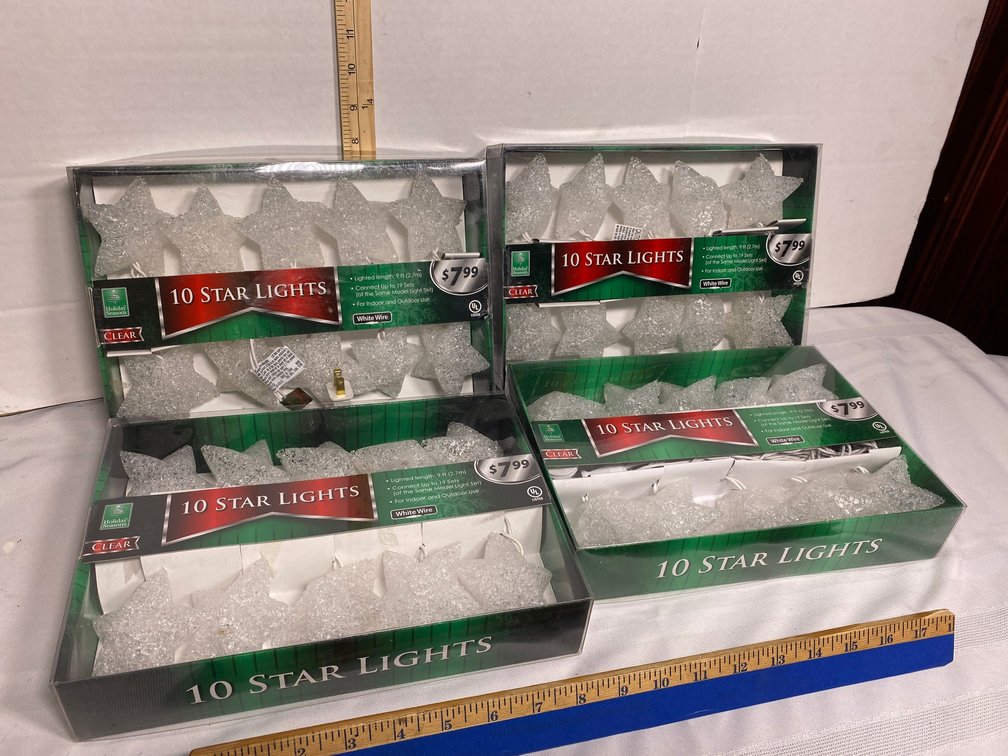 FOUR BOXES OF HOLIDAY SEASONS CLEAR 10-STAR LIGHTS