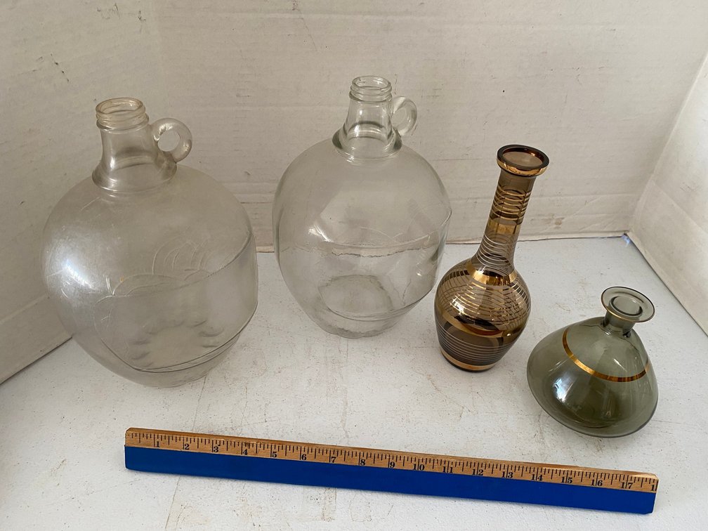 TWO VINTAGE GLASS WHITE HOUSE VINEGAR JUGS