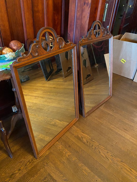 PAIR OF MATCHING LARGE MIRRORS WITH WOOD FRAME