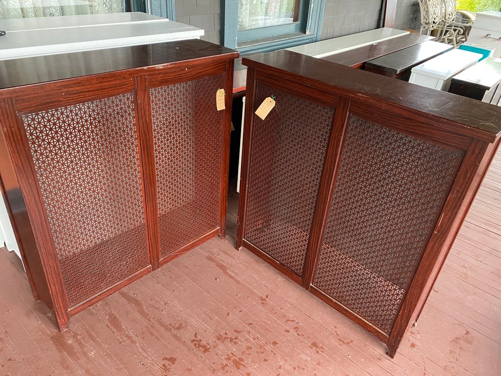 TWO ANTIQUE RADIATOR COVERS