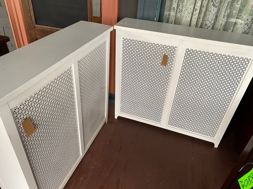 TWO ANTIQUE RADIATOR COVERS