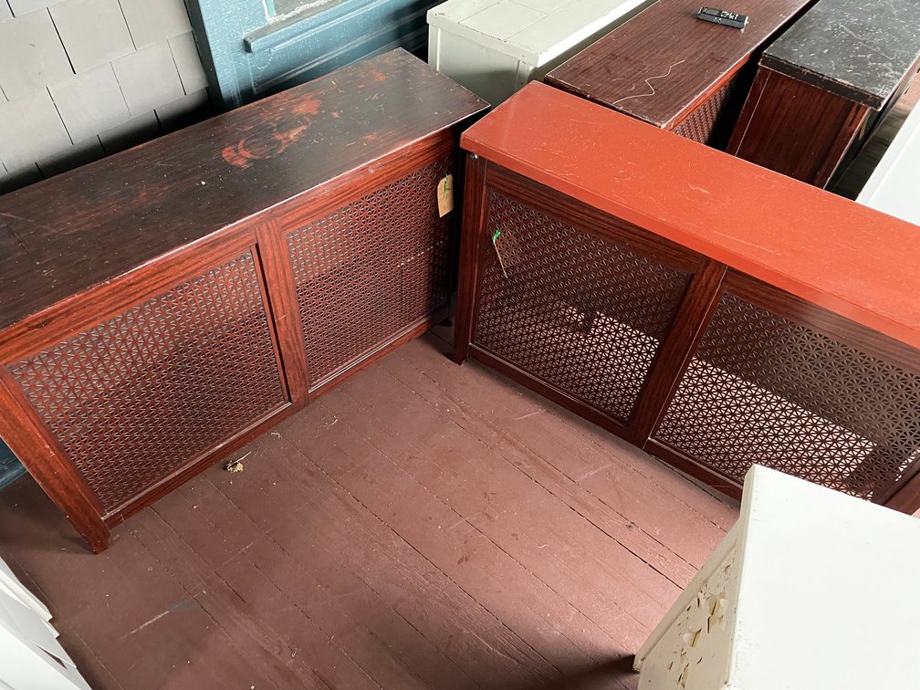 TWO ANTIQUE RADIATOR COVERS