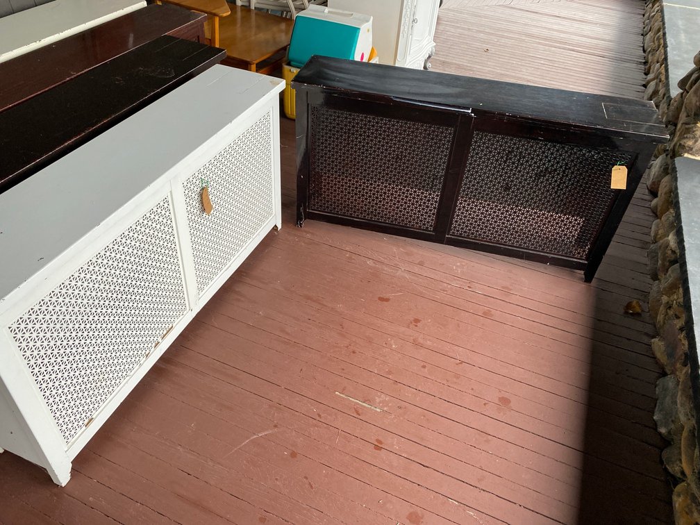 TWO ANTIQUE RADIATOR COVERS