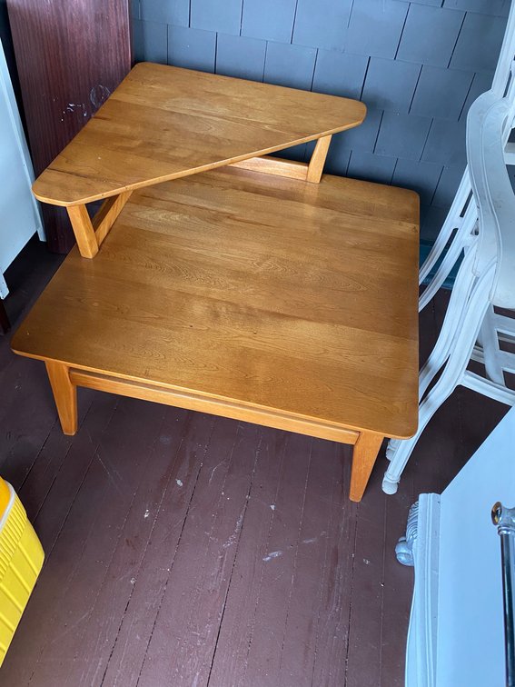 WOODEN TWO-STEP LAMP TABLE