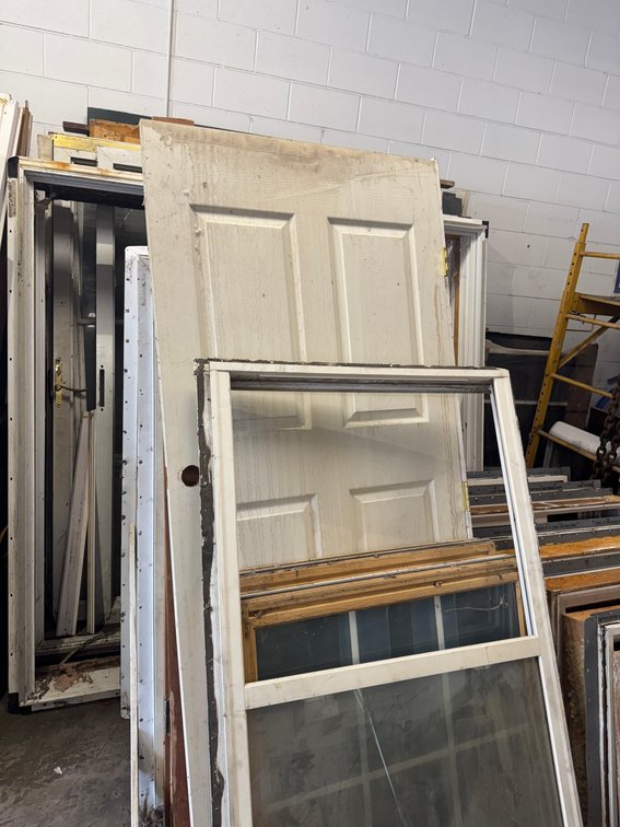 Salvaged doors and window frames