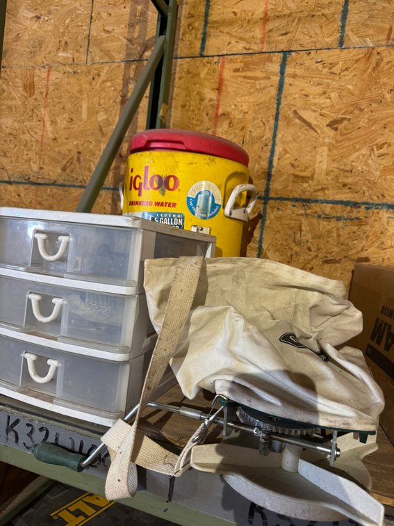 Drawer organizer, water cooler, and GroundWork Hand-Crank Broadcast Spreader