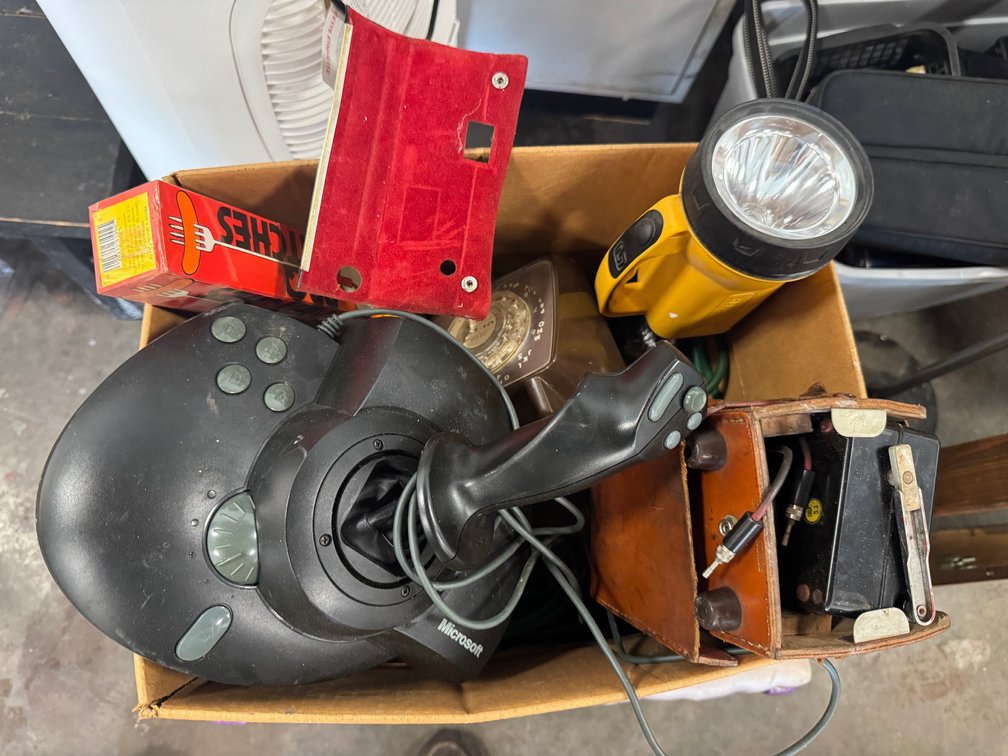 Vintage electronics and rotary telephone