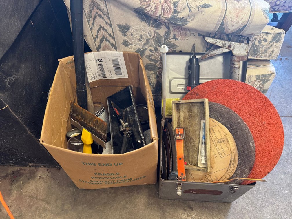 Toolbox, sanders and assorted tools