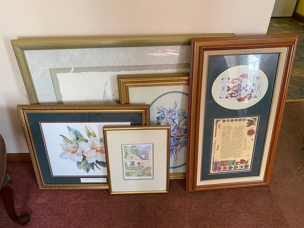 Assorted framed artwork, prints
