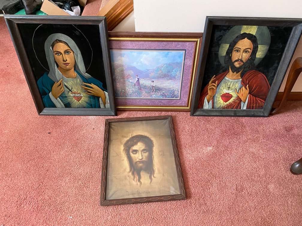 Felt religious pictures, other prints