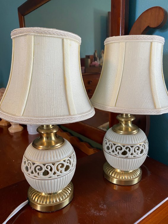 2 Small Lenox vanity lamps-13" tall