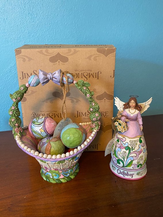 Jim Shore egg basket and Angel