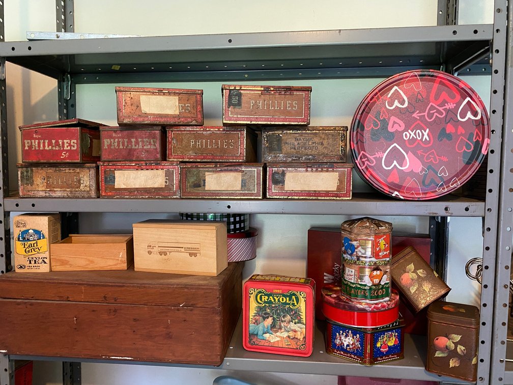 2 Shelves of tins and boxes