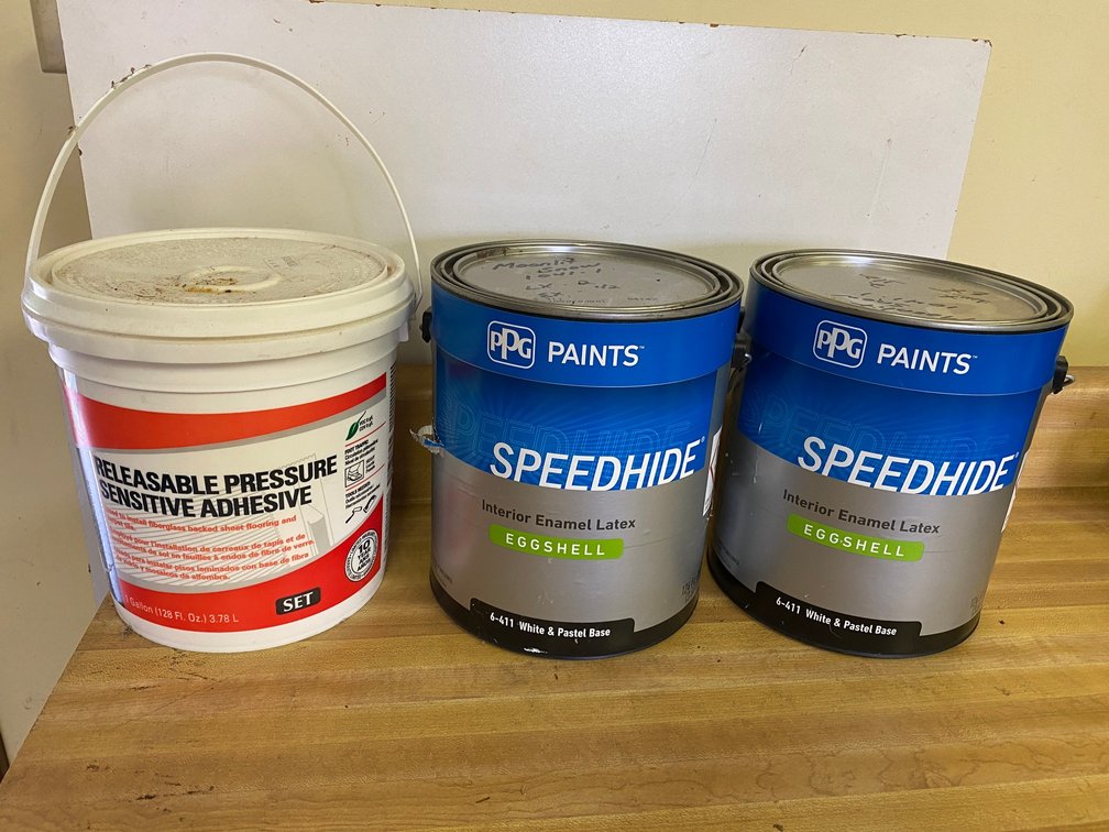2 Cans of PPG Paints, mixed interior enamel latex paints, partial adhesive