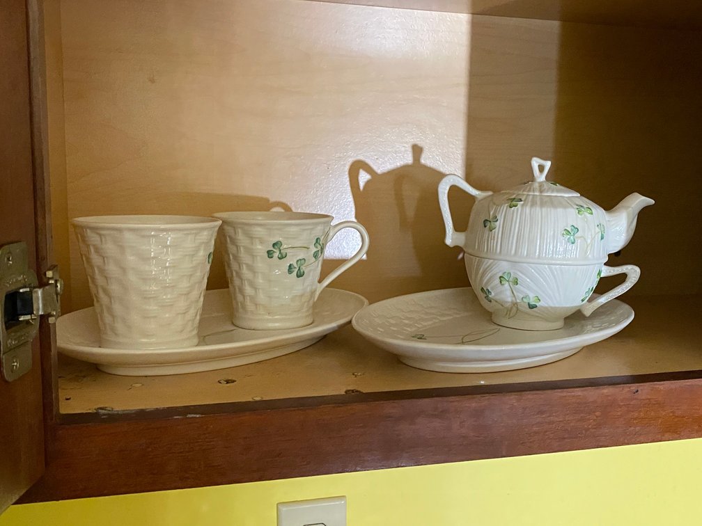 Belleek tea set-2 cups and a teapot