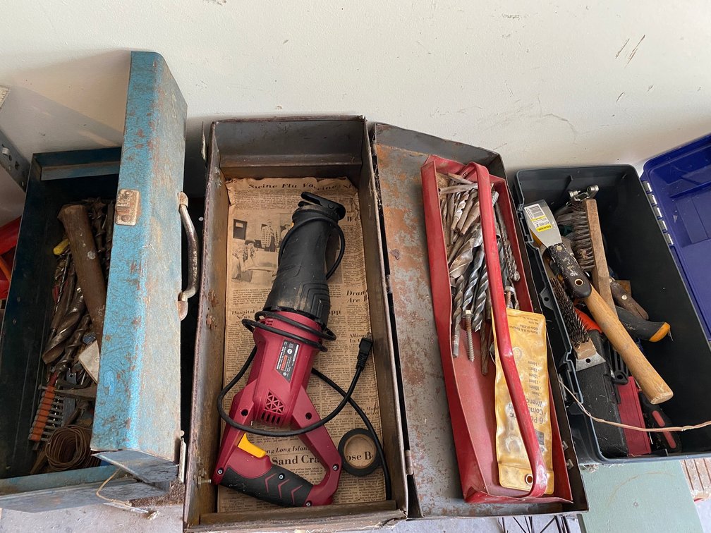 Assorted tools in 3 toolboxes