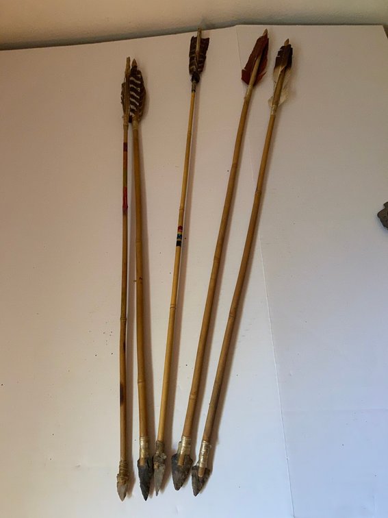 Five Handmade Flint-Tipped Arrows