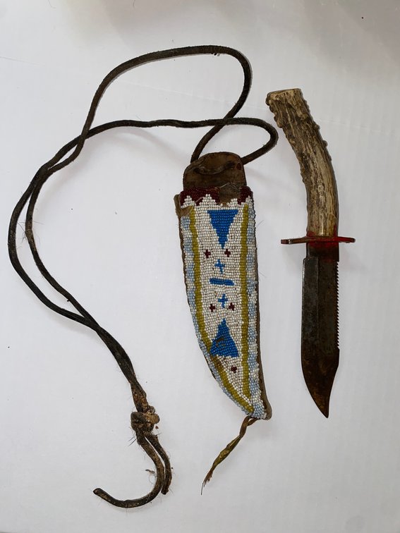 Knife with Beaded Sheath